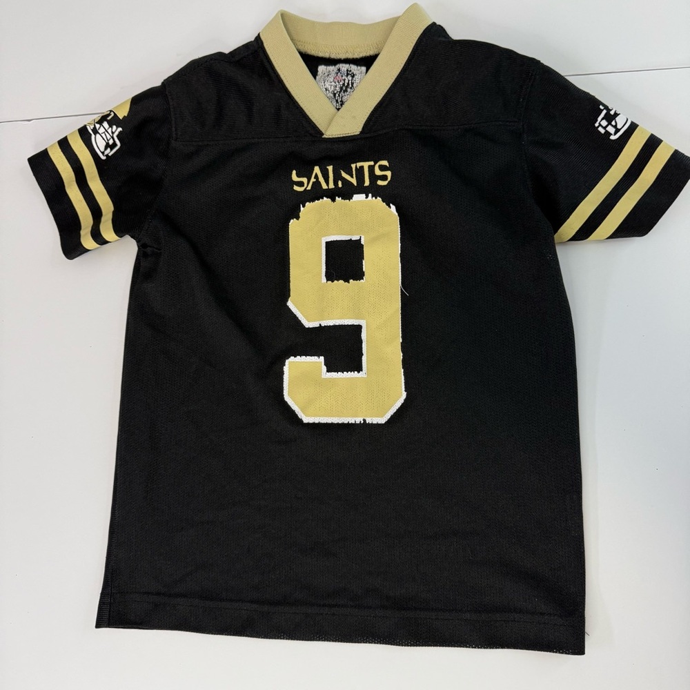 New Orleans Saints Drew Brees #9 Jersey Youth Black Gold NFL Football